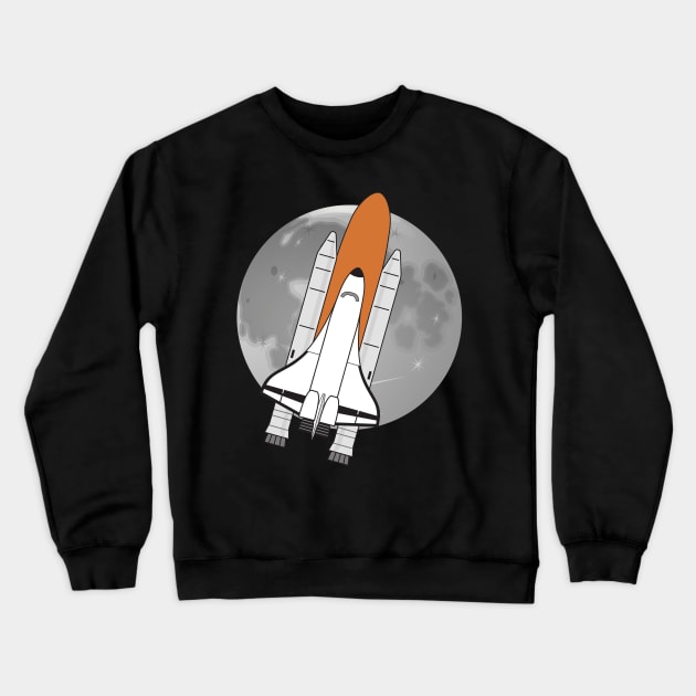 Space Shuttle T-Shirt Landing On The Moon Rocket Spaceship Crewneck Sweatshirt by onalive